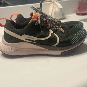 Nike Olive and Peach Athletic Sneakers